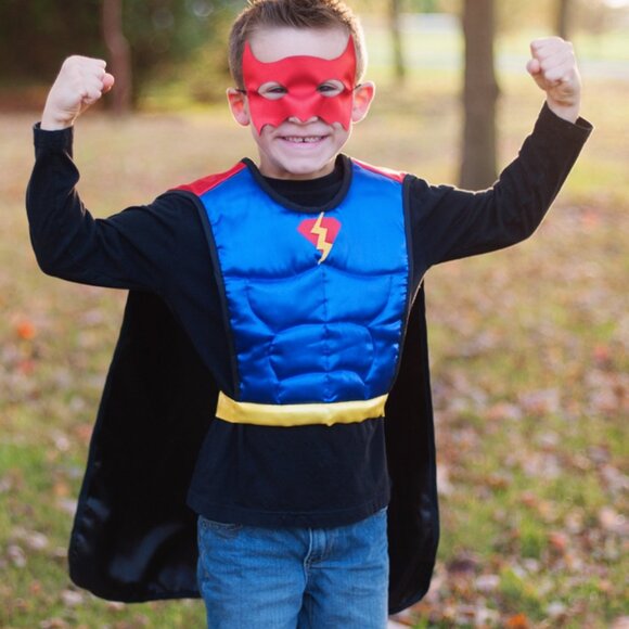 New w/Tag-Great Pretenders Reversible Superhero Tunic Cape with Mask Size 4-7 - Picture 14 of 16